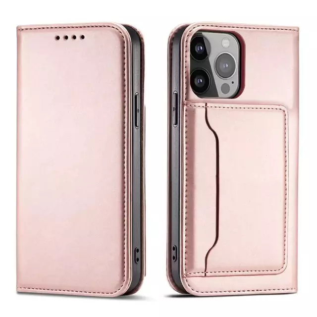 Magnetkartenhülle für iPhone 13 Pro Tasche Kartenetui Kartenhalter Pink