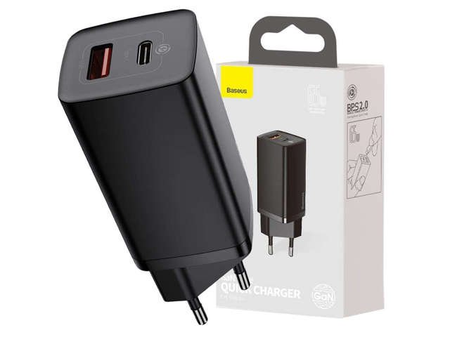 Schnellladegerät Baseus GaN2 Lite USB USB-C 65W EU Schwarz