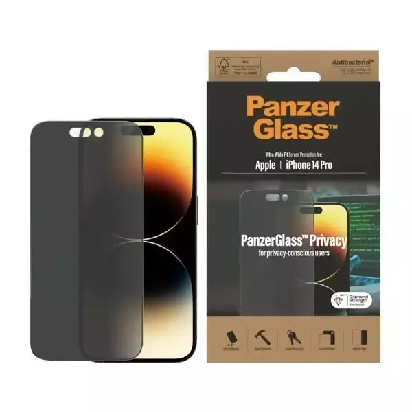 Szkło PanzerGlass Ultra-Wide Fit für iPhone 14 Pro 6,1" Privacy Screen Protection Antibacterial P2772