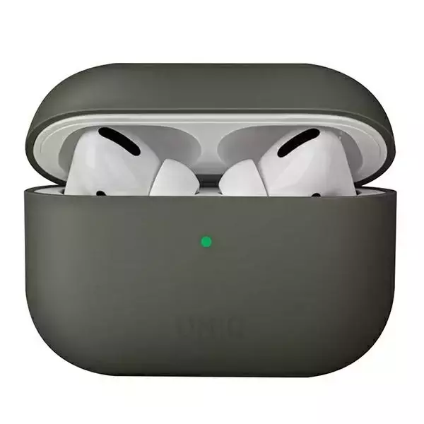 UNIQ Kopfhörer Schutzhülle Lino Case für Apple AirPods Pro Silikon grau/grau moos