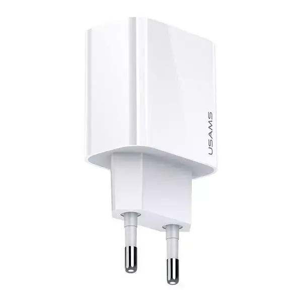 USAMS Wandladegerät 1x USB-C T34 20W 5V-3A (nur Kopf) PD3.0 Fast Charging weiß/weiß CC118TC01 (US-CC118)