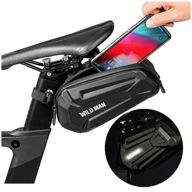 Wildman Fahrradsatteltasche XT7 Beutel Fahrradtasche Fahrradsitzhalter 1,2l Schwarz