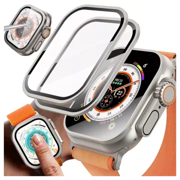 2x Rahmen aus gehärtetem Glas für Apple Watch Ultra / Ultra 2 49 mm Displayschutzfolie Alogy Protector 9H Titanum