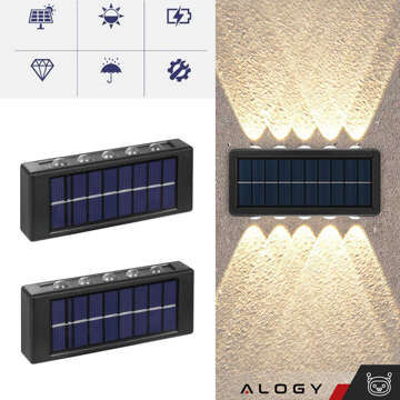 2x Solar-Wandleuchte Alogy Solar Lamp Outdoor IP65 2V Fassade mit Dämmerungssensor 10 LED