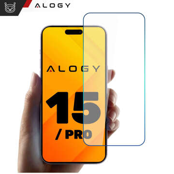 9H gehärtetes Glas für iPhone 15 / 15 Pro mit Alogy Displayschutz PRO