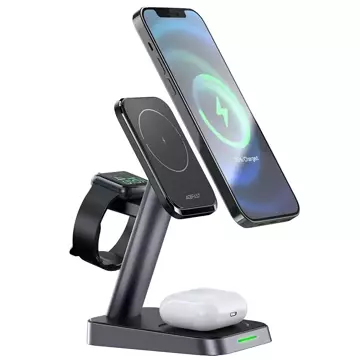 Acefast 15W Qi Wireless Charger für iPhone (mit MagSafe), Apple Watch und Apple AirPods Stand Stand Magnethalter schwarz (E3 schwarz)