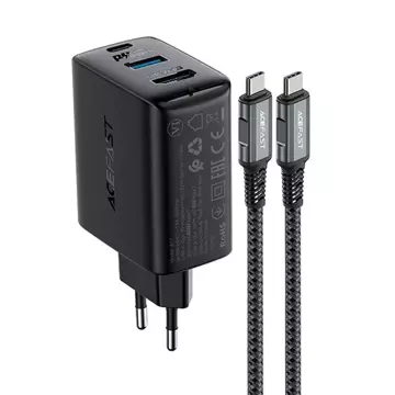 Acefast 2in1 Ladegerät GaN 65W USB Typ C / USB, Adapter Adapter HDMI 4K @ 60Hz (Set mit Kabel) schwarz (A17 schwarz)