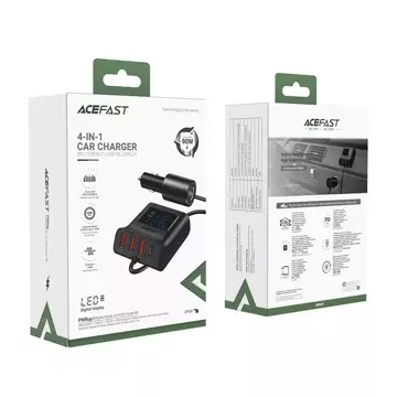 Acefast Autoladegerät 90W USB Typ C / 3x USB / Zigarettenanzünderbuchse, PPS, PD3.0, QC3.0, AFC, FCP Ladestation schwarz (B8 schwarz)