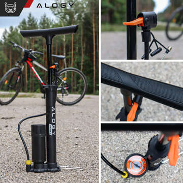 Alogy Fahrradpumpe 160 psi mit Manometer und Griff, manuell, Schwarz