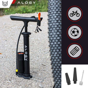 Alogy Fahrradpumpe 160 psi mit Manometer und Griff, manuell, Schwarz