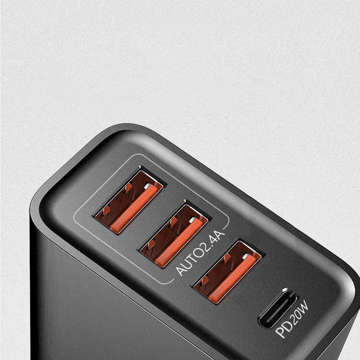 Alogy Fast 3x USB-A USB-C Quick Charge QC 3.0 PD 20W Schwarzes Ladegerät