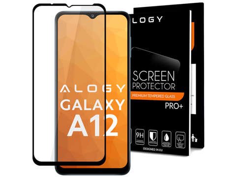 Alogy Full Glue Hüllenfreundliches Glas für Samsung Galaxy A12 2020/2021 Schwarz