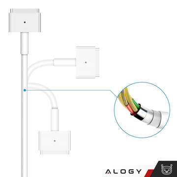 Alogy Ladegerät MacBook Ladegerät Apple MacBook MagSafe 2 T-Typ 45W Netzteil Weiß