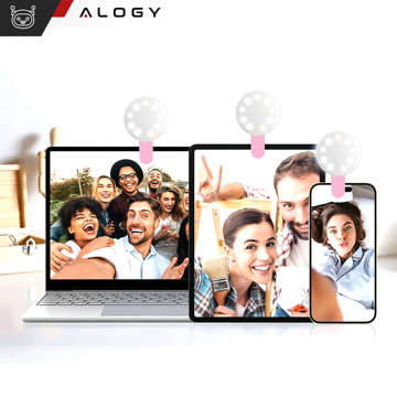 Alogy Mini-Selfie-Ring-LED-Lichtclip für Telefonclip-Aufnahmen, Pink