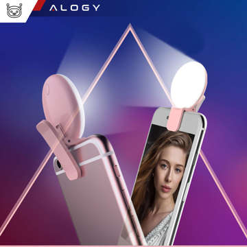 Alogy Mini-Selfie-Ring-LED-Lichtclip für Telefonclip-Aufnahmen, Pink