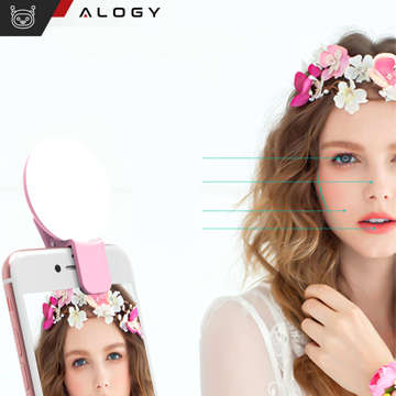 Alogy Mini-Selfie-Ring-LED-Lichtclip für Telefonclip-Aufnahmen, Pink