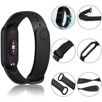 Alogy Soft Band Silikonarmband für Xiaomi Mi Band 5 / 6 / 6 NFC / 7 Schwarz