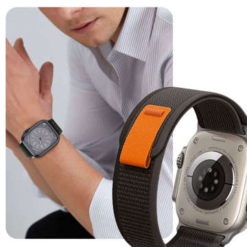 Alogy Sport Klettband für Apple Watch 4/5/6/7/8/SE/Ultra (42/44/45/49 mm) Schwarz & Orange