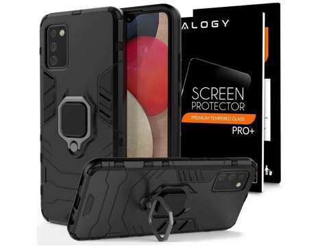 Alogy Stand Ring Armor Case für Samsung Galaxy A02s/ A03s 164 mm schwarzes Glas