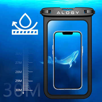 Alogy Waterproof Case universelle wasserdichte IPX8-Tasche für Telefone bis zu 9 Zoll und Zubehör Schwarz