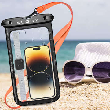 Alogy Waterproof Case universelle wasserdichte IPX8-Tasche für Telefone bis zu 9 Zoll und Zubehör Schwarz