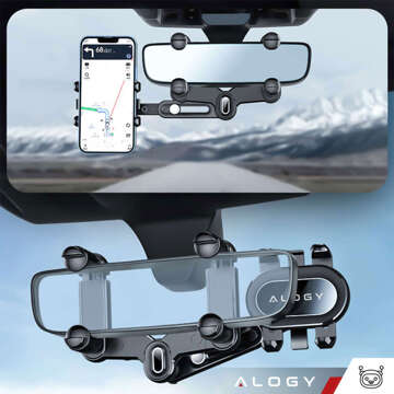 Autotelefonhalter für den Rückspiegel eines Autos Alogy Mirror Car Holder Schwarz