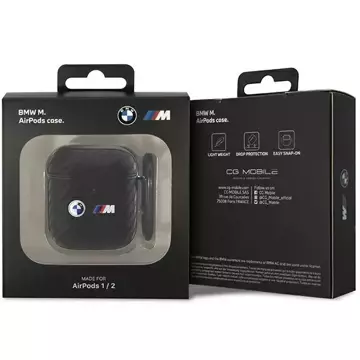 BMW BMA2WMPUCA2 Hülle für AirPods 1/2 Hülle schwarz/schwarz Carbon Double Metal Logo