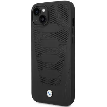 BMW BMHCP14S22RPSK Handyhülle für Apple iPhone 14 6.1" schwarz/schwarz Ledersitze Muster