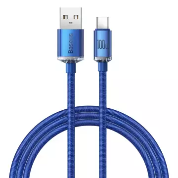 Baseus Crystal Shine Series Kabel USB-Kabel für schnelles Aufladen und Datenübertragung USB Typ A - USB Typ C 100 W 1,2 m blau (CAJY000403)