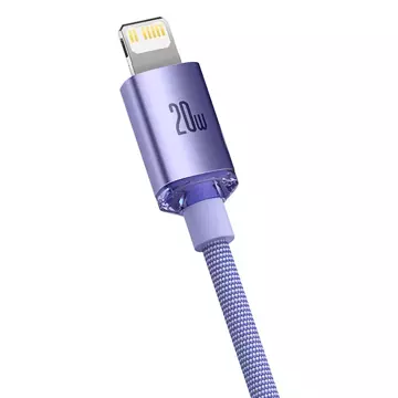 Baseus Crystal Shine Series Kabel USB-Kabel für schnelles Aufladen und Datenübertragung USB Typ C - Lightning 20W 2m lila (CAJY000305)