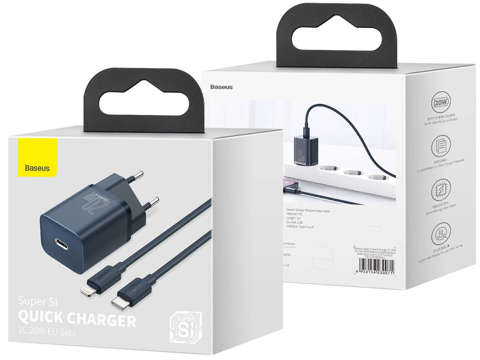 Baseus PD 20W Wandladegerät USB-C Typ C auf Lightning Blue Kabel