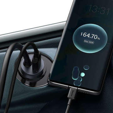 Baseus Share Together Autoladegerät mit 3x USB-C 120W grauem Verlängerungskabel