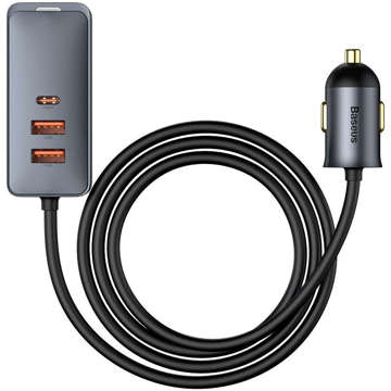 Baseus Share Together Autoladegerät mit 3x USB-C 120W grauem Verlängerungskabel