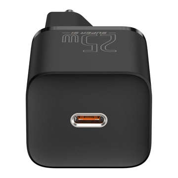 Baseus Super Si USB-C Typ C PD 25W schwarzes Netzteil-Ladegerät