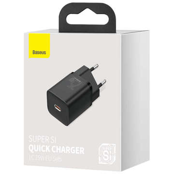 Baseus Super Si USB-C Typ C PD 25W schwarzes Netzteil-Ladegerät