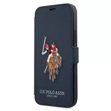 Buch-Handyhülle aus der US Polo-Stickerei-Kollektion für iPhone 12/12 Pro 6,1 Zoll Marineblau/Marineblau