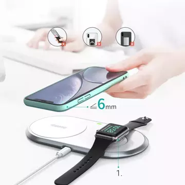 Choetech 2in1 Qi kabelloses Ladegerät für Smartphones / Apple Watch mit Ständer (MFI) USB Typ C weiß (T317)