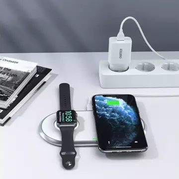 Choetech 2in1 Qi kabelloses Ladegerät für Smartphones / Apple Watch mit Ständer (MFI) USB Typ C weiß (T317)