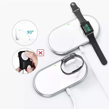 Choetech 2in1 Qi kabelloses Ladegerät für Smartphones / Apple Watch mit Ständer (MFI) USB Typ C weiß (T317)