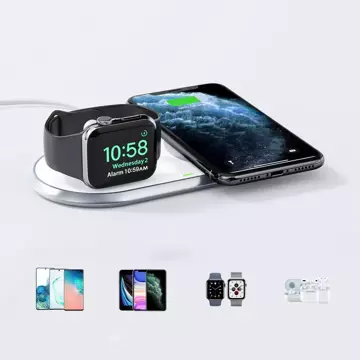 Choetech 2in1 Qi kabelloses Ladegerät für Smartphones / Apple Watch mit Ständer (MFI) USB Typ C weiß (T317)