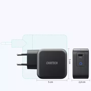 Choetech GaN Ladegerät USB Typ C 60W Power Delivery USB Typ C - USB Typ C Kabel 1,8m schwarz (Q6006)