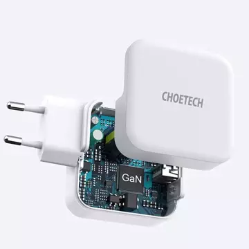 Choetech schnelles GaN USB Wandladegerät Typ C PD USB-A QC3.0 65W 3.25A weiß (PD8002)