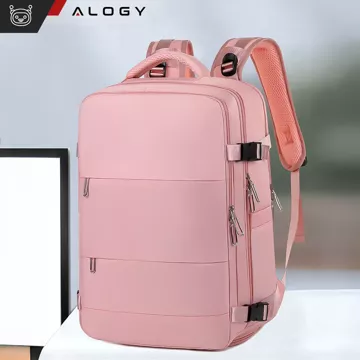 Damen-Reise-Laptop-Rucksack für Koffer, Gepäck, Flugzeug, Arbeit, Schule, 45 x 30 x 20 cm, Alogy Pink