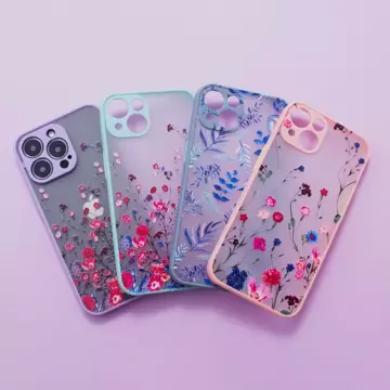 Design Case für iPhone 12 Pro, Flower Case hellblau