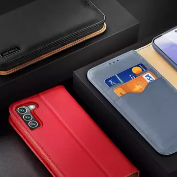 Dux Ducis Hivo Leather Flip Cover Echtleder Geldbörse für Karten und Dokumente Samsung Galaxy S22 (S22 Plus) Blau