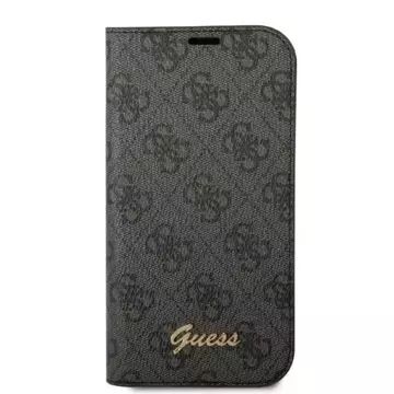 Etui Guess GUBKP14SHG4SHK für Apple iPhone 14 6,1" Czarny/Black Book 4G Vintage Gold Logo