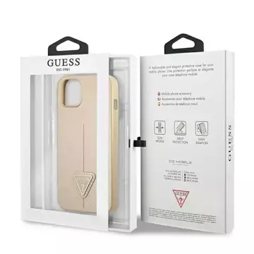 Etui Guess GUHCP14MPSATLE für Apple iPhone 14 Plus 6,7" beżowy/beige Hardcase SaffianoTriangle Logo