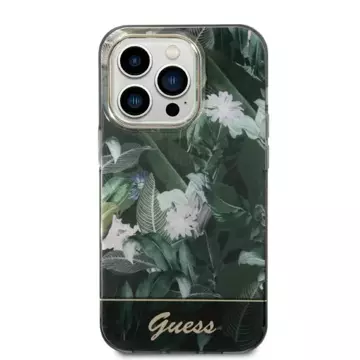 Etui Guess GUHCP14XHGJGHA für Apple iPhone 14 Pro Max 6,7" zielony/grünes Hartschalenetui Jungle Collection