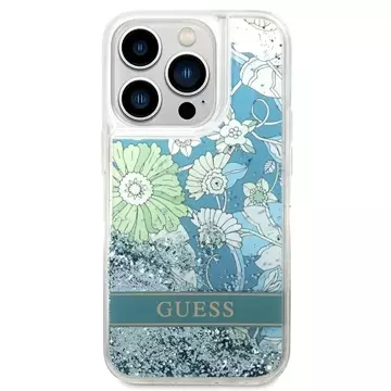 Etui Guess GUHCP14XLFLSN für Apple iPhone 14 Pro Max 6,7" zielony/grün Hardcase Flower Liquid Glitter