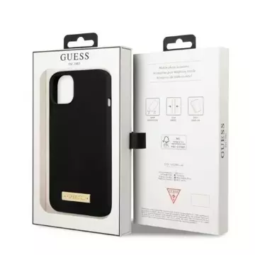 Etui Guess GUHMP13MSPLK für Apple iPhone 13 6,1" Czarny/Black Hard Case Silikon Logo Plate MagSafe